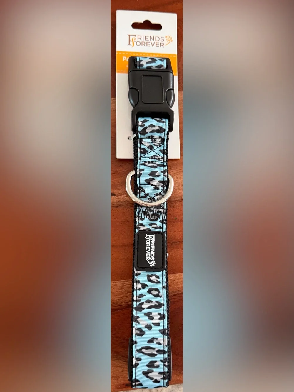 Blue Leopard Print Dog Collar